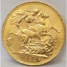 AUSTRALIA 1922 . ONE 1 SOVEREIGN . PERTH . GOLD